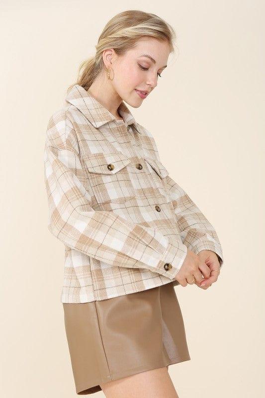 Lilou SHIRTS & TOPS Plaid Short Shacke With Pockets For Women.
