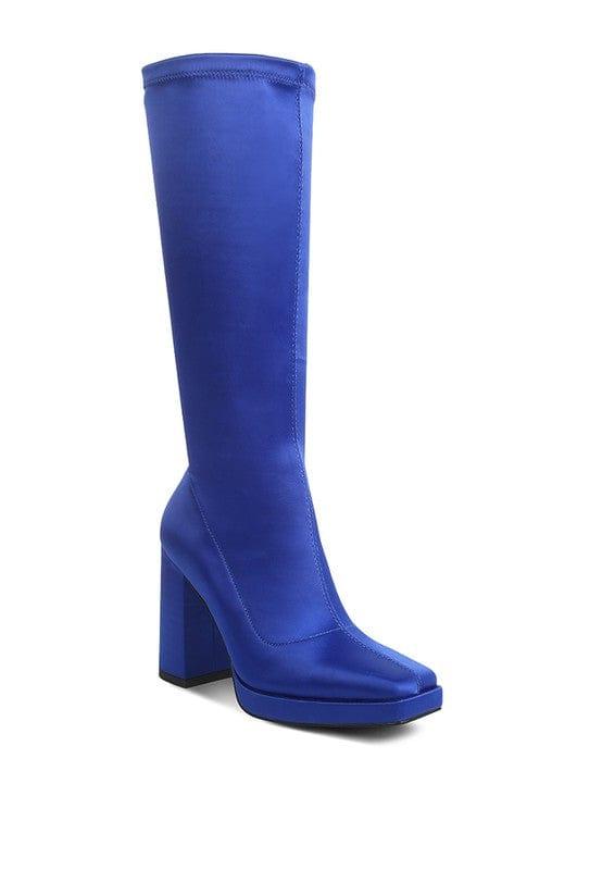Rag Company Shoes Blue / 5 PRESTO Stretchable Satin Long Boot