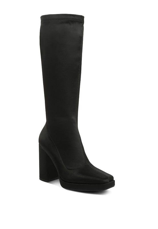 Rag Company Shoes Black / 5 PRESTO Stretchable Satin Long Boot