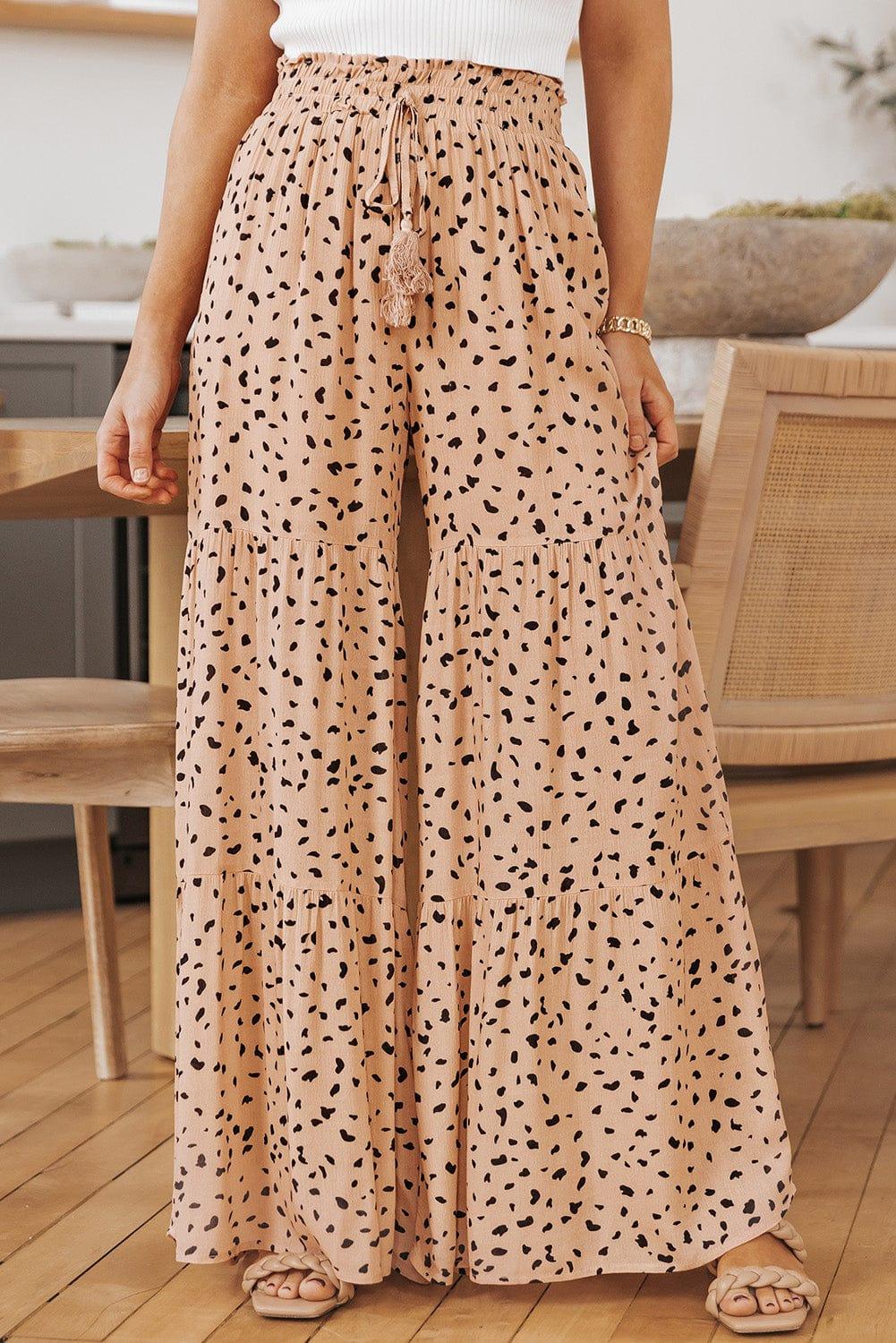 White Label BOTTOMS Peach / S Printed Wide Tiered Pants