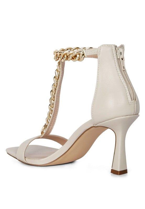Rag Company Shoes Real Gem Mid Heel Chain Detail T-strap Sandal