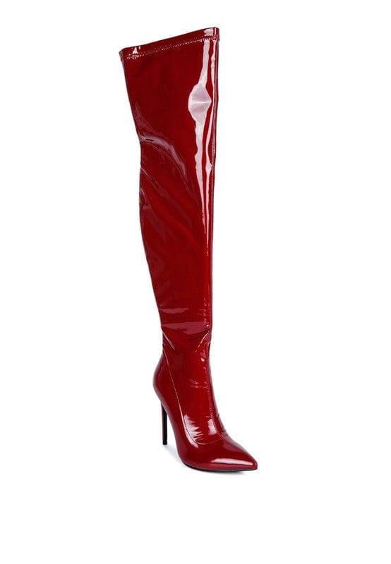 Rag Company Shoes Burgundy / 5 Riggle Patent Pu Stiletto Long Boots