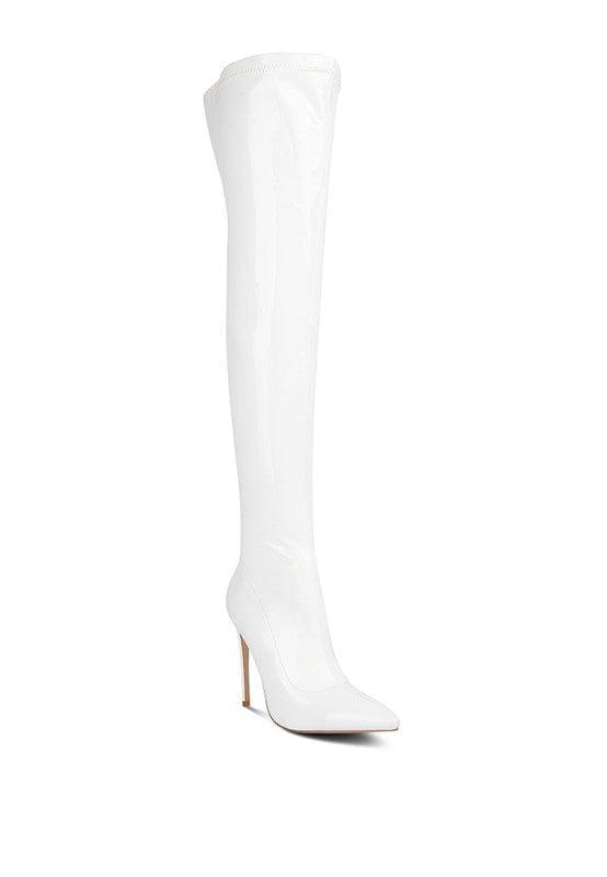 Rag Company Shoes White / 5 Riggle Patent Pu Stiletto Long Boots