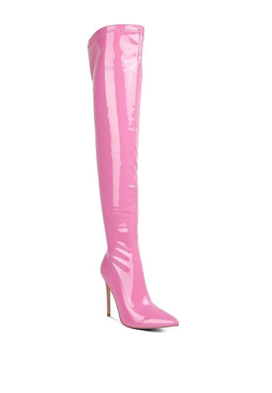 Rag Company Shoes Pink / 5 Riggle Patent Pu Stiletto Long Boots