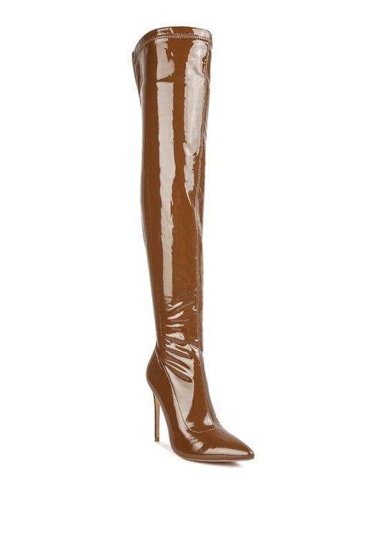 Rag Company Shoes Brown / 5 Riggle Patent Pu Stiletto Long Boots