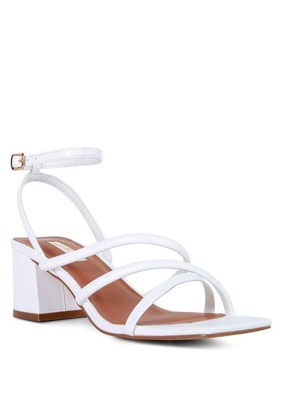 Rag Company SANDALS White / 5 Right Pose Croc Mid Block Heel Casual Sandals