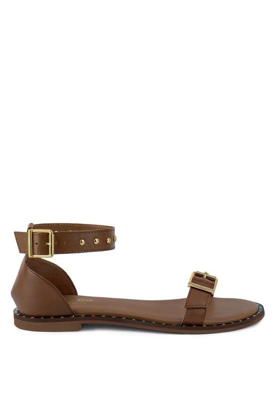 ROSEMARY Buckle Straps Flat Sandals - SAVLUXE
