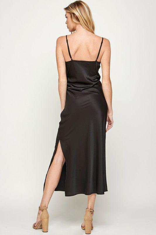 Sans Souci RUCHED WRAP SATIN MIDI DRESS