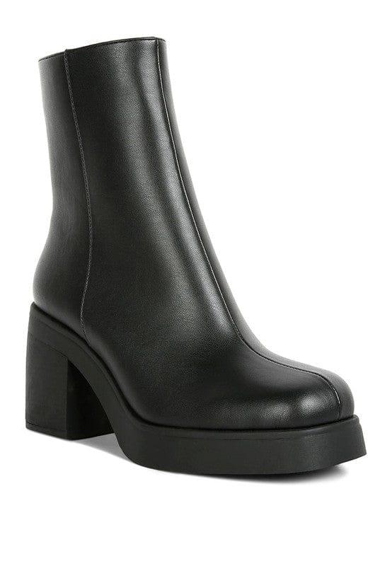 Rag Company Black / 5 Sins Collar High Ankle Platform Boots