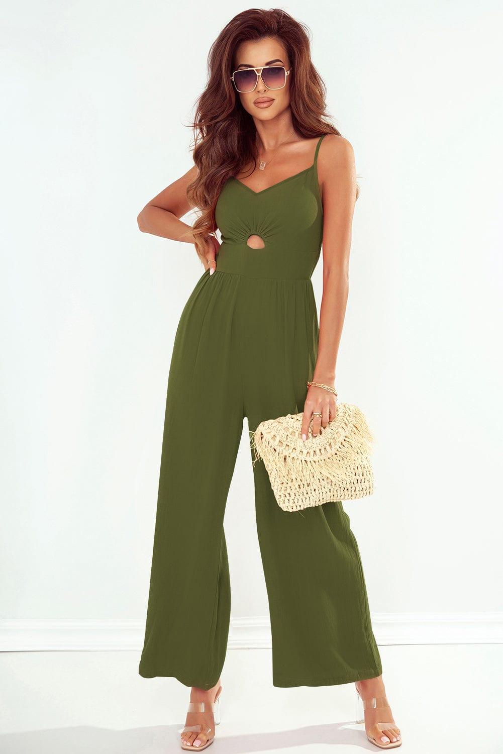 White Label Jumpsuits & Rompers Smocked Spaghetti Strap Wide Leg Jumpsuit