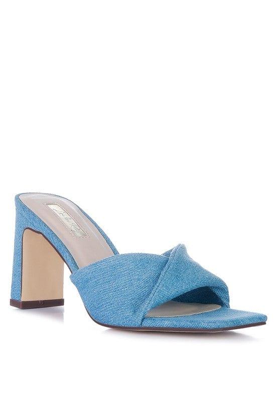 Rag Company Shoes Blue / 5 Soft Flirt Twisted Denim Mid Heel Sandals