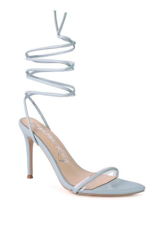Rag Company Baby Blue / 5 SPHYNX HIGH HEEL LACE UP SANDALS