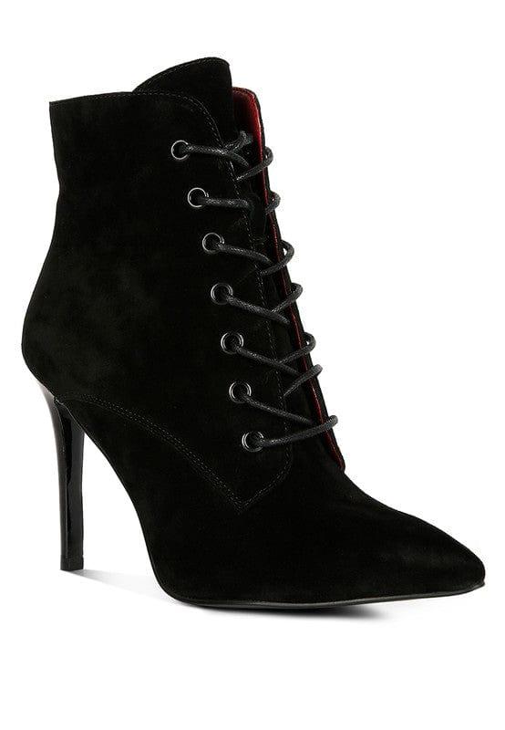 Rag Company Black / 5 SULFUR  Suede Leather Stiletto Ankle Boot