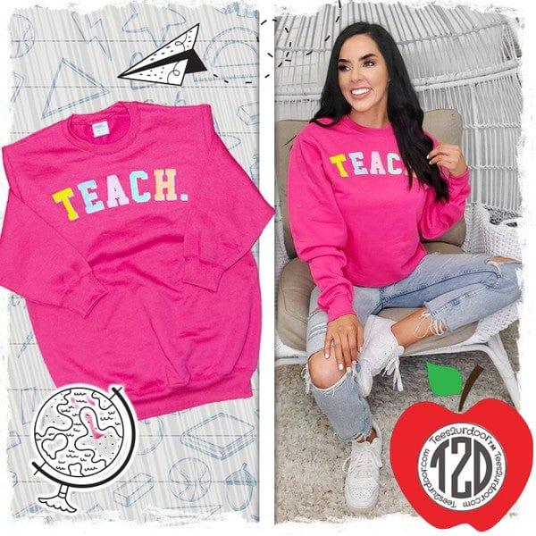 Tees2urdoor Teach Color Block Letter Sweatshirt