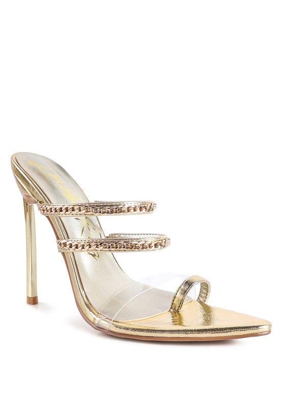Rag Company GOLD / 5 TICKLE ME HIGH HEELED TOE RING SANDALS