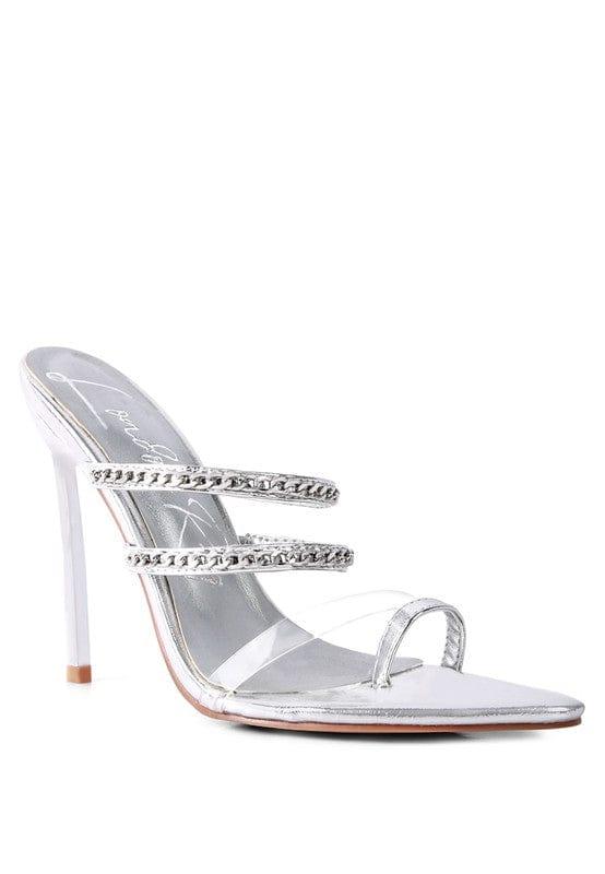Rag Company Silver / 5 TICKLE ME HIGH HEELED TOE RING SANDALS