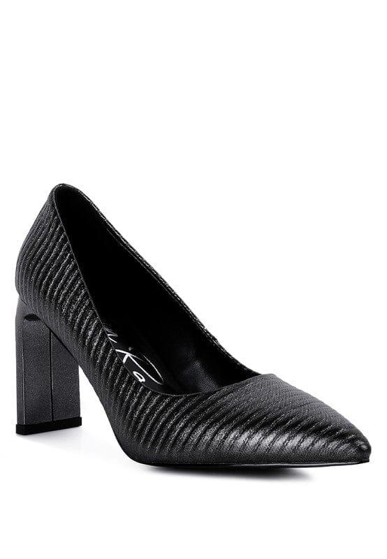 Rag Company Black / 5 Tickles Italian Block Heeled Sandals