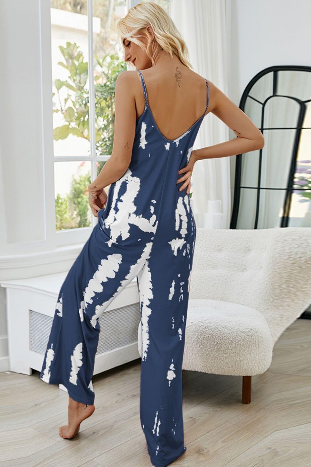 White Label Jumpsuits & Rompers Tie-Dye Spaghetti Strap Jumpsuit with Pockets
