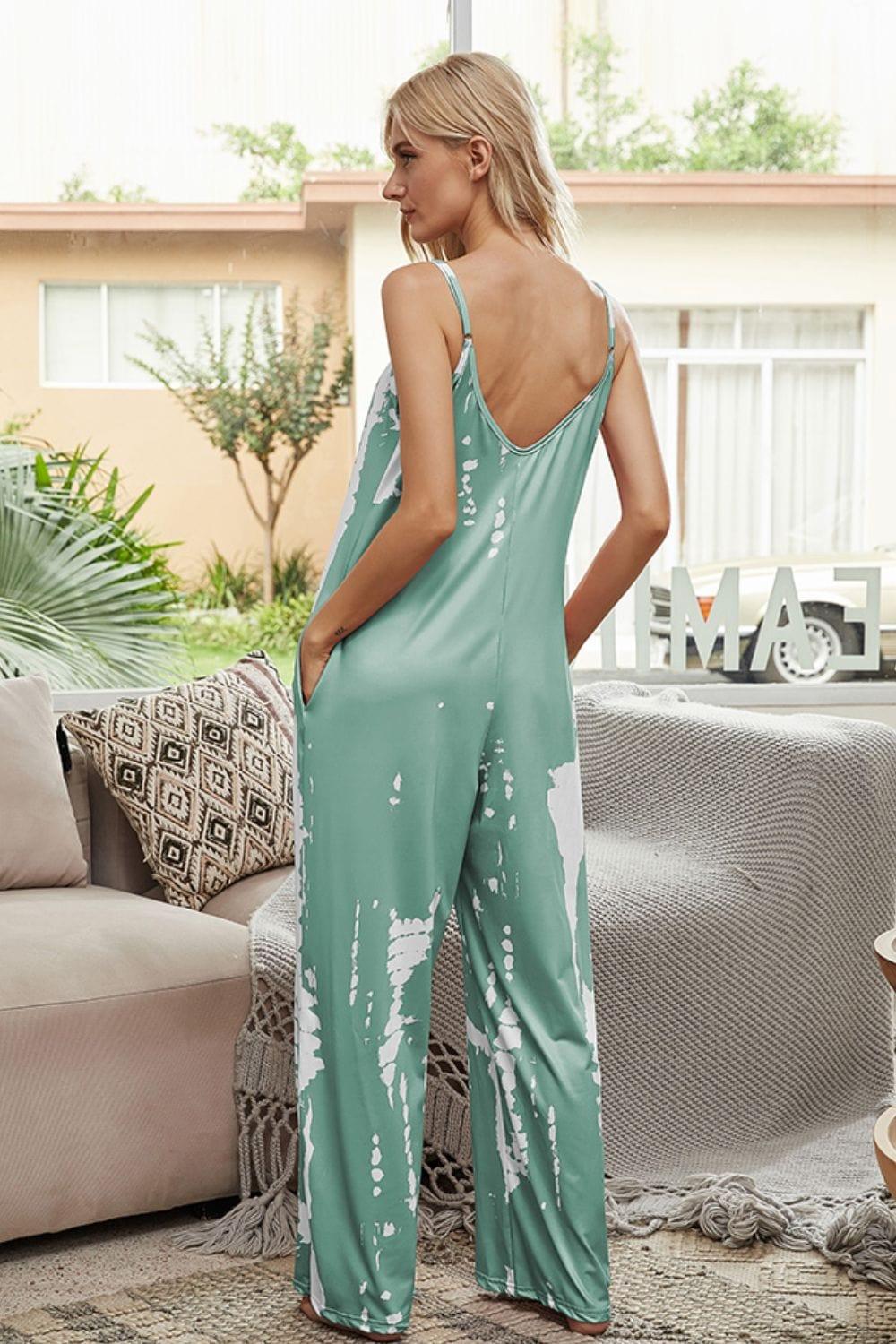 White Label Jumpsuits & Rompers Tie-Dye Spaghetti Strap Jumpsuit with Pockets
