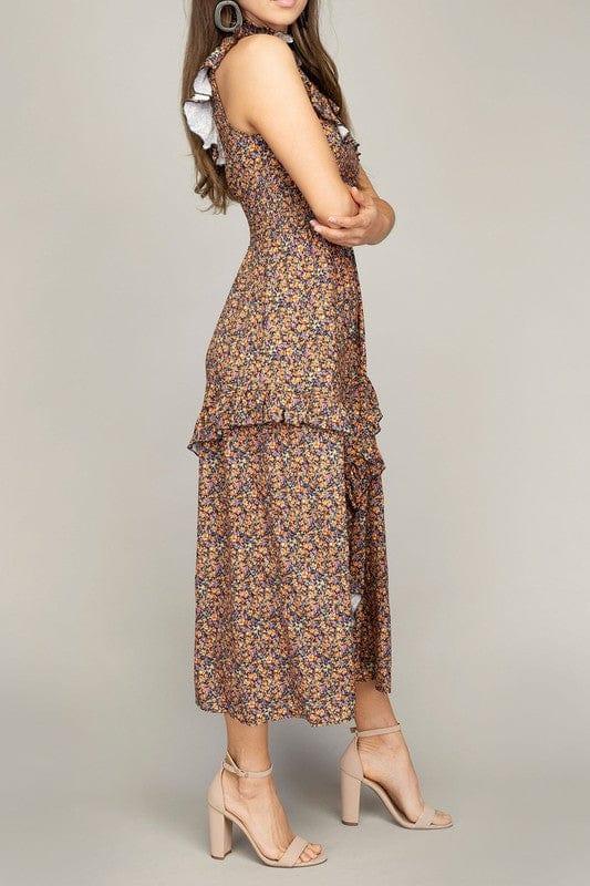 Nuvi Apparel Tiered maxi dress with ruffle trim