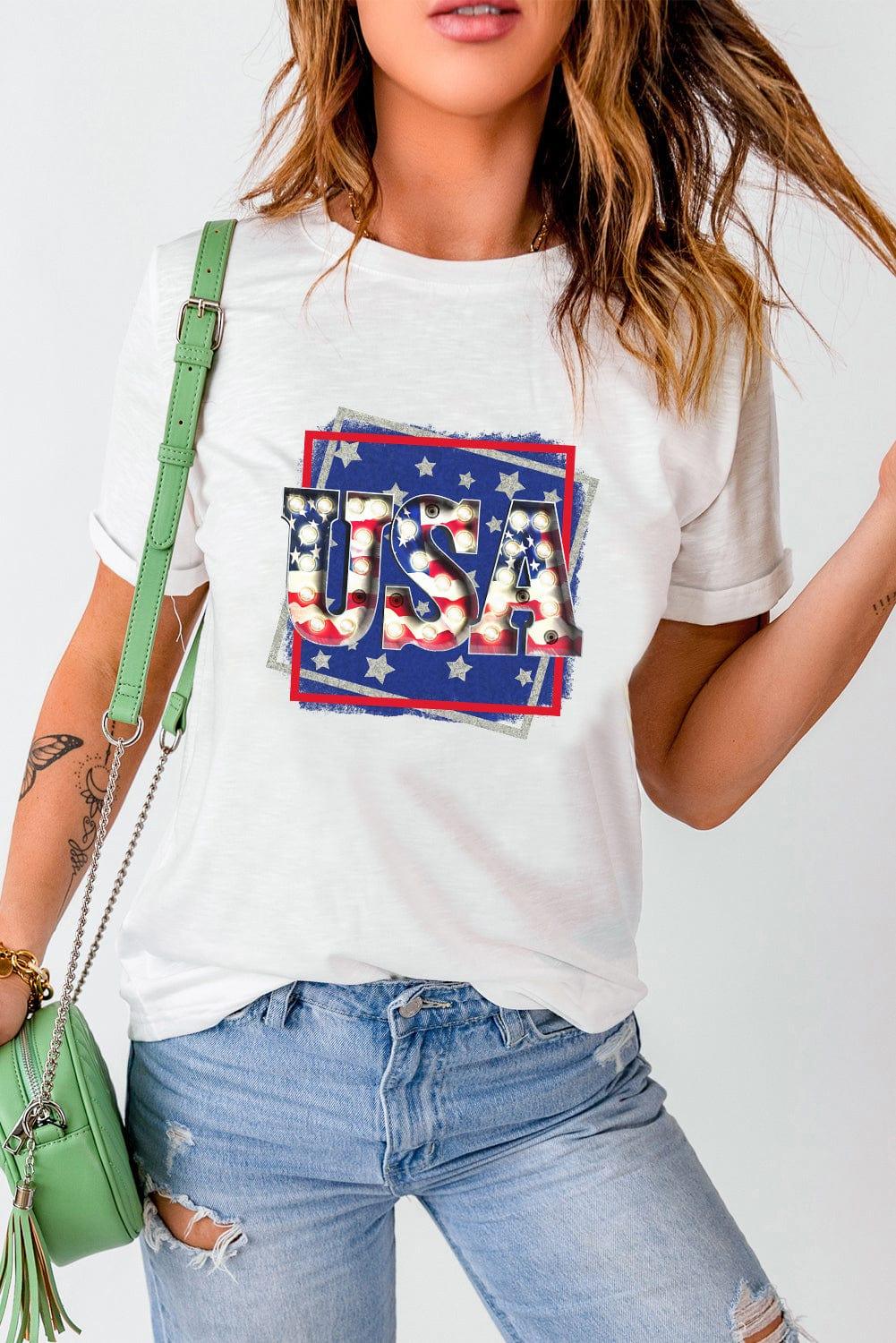 Trendsi Trendsi USA Graphic Round Neck Tee Shirt