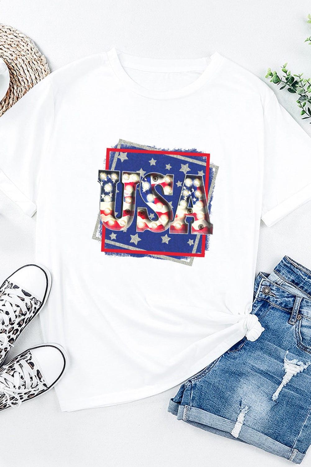 Trendsi Trendsi USA Graphic Round Neck Tee Shirt