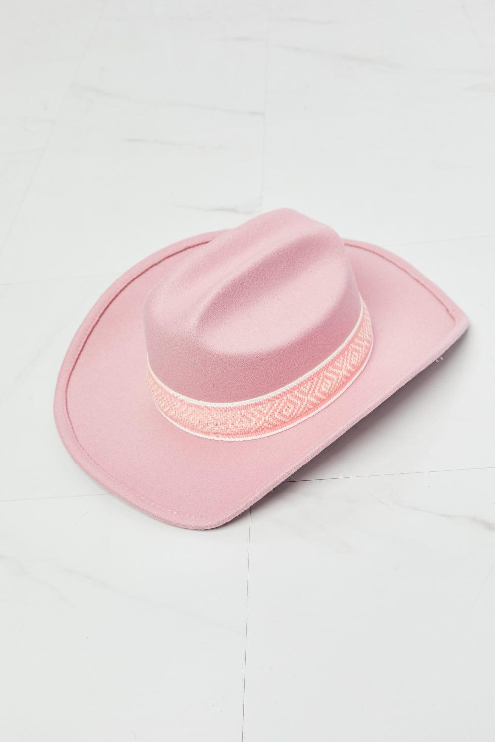 Trendsi Blush Pink / One Size Fame Western Cutie Cowboy Hat in Pink
