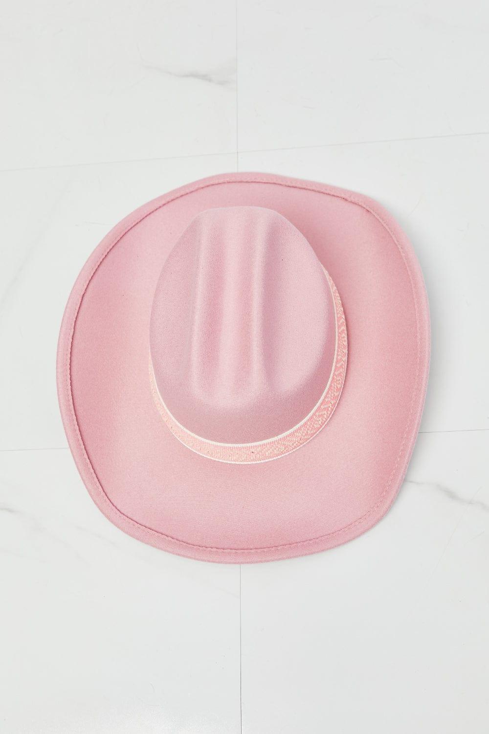 Trendsi Blush Pink / One Size Fame Western Cutie Cowboy Hat in Pink