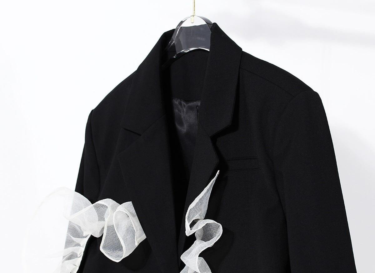 SAVLUXE women blazer suit ruffled stitching women's coats french design blazers suits women