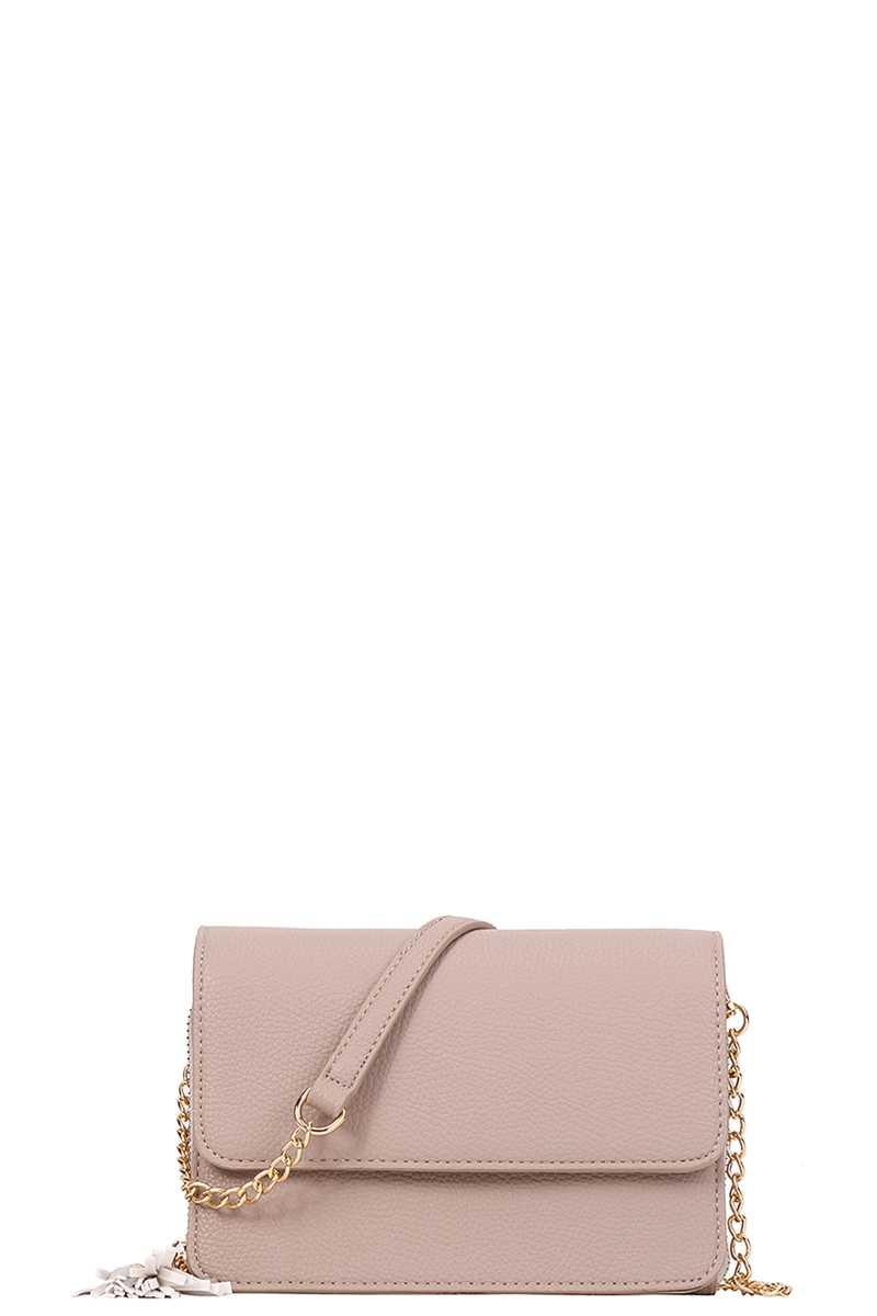 SAVLUXE Bags | Handbags Mauve Women Chic Smooth Tassel Crossbody Bag