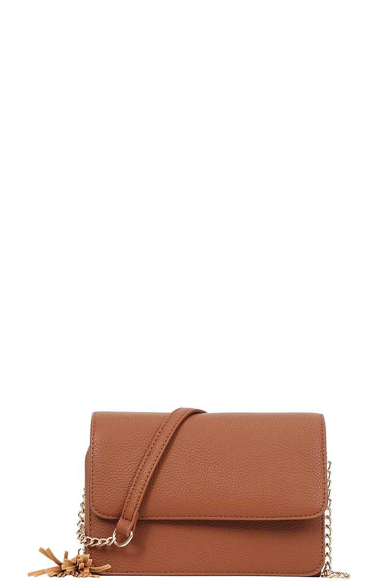 SAVLUXE Bags | Handbags Brown Women Chic Smooth Tassel Crossbody Bag