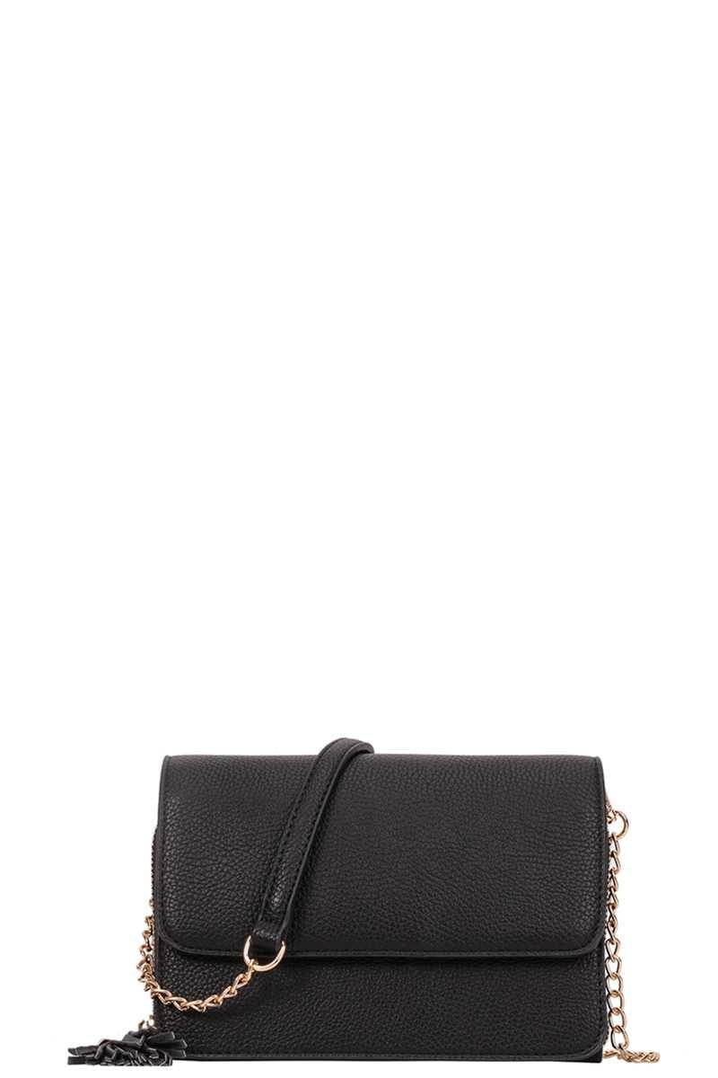 SAVLUXE Bags | Handbags Black Women Chic Smooth Tassel Crossbody Bag