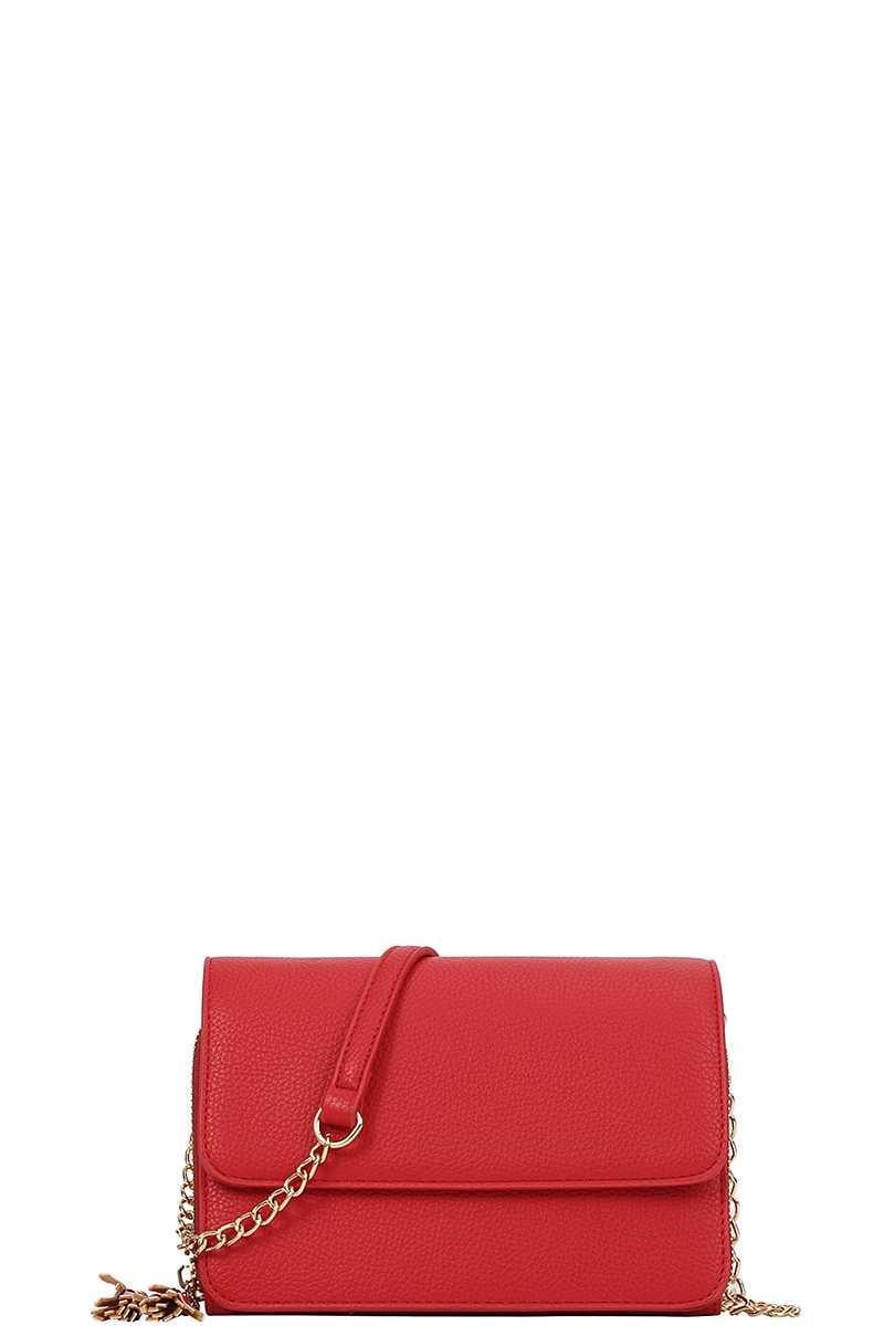 SAVLUXE Bags | Handbags Red Women Chic Smooth Tassel Crossbody Bag
