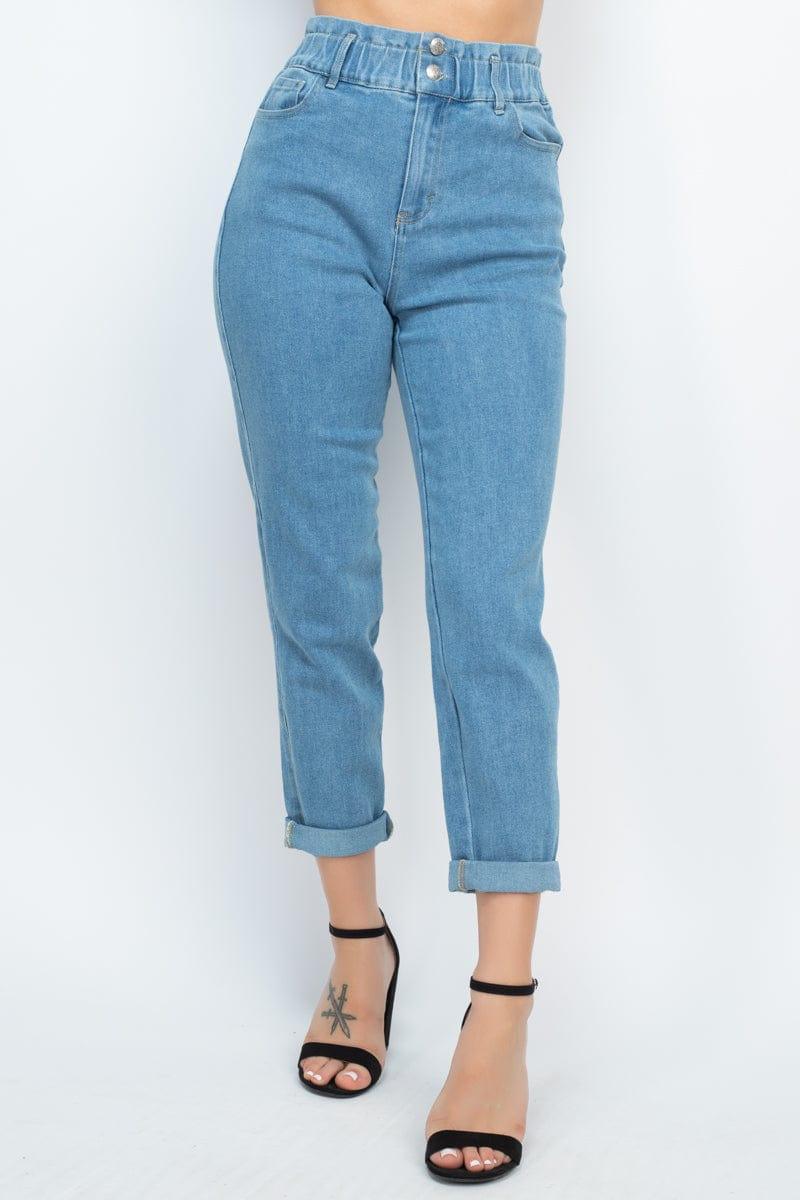 SAVLUXE Default S Women's Double Button High-waisted Jeans