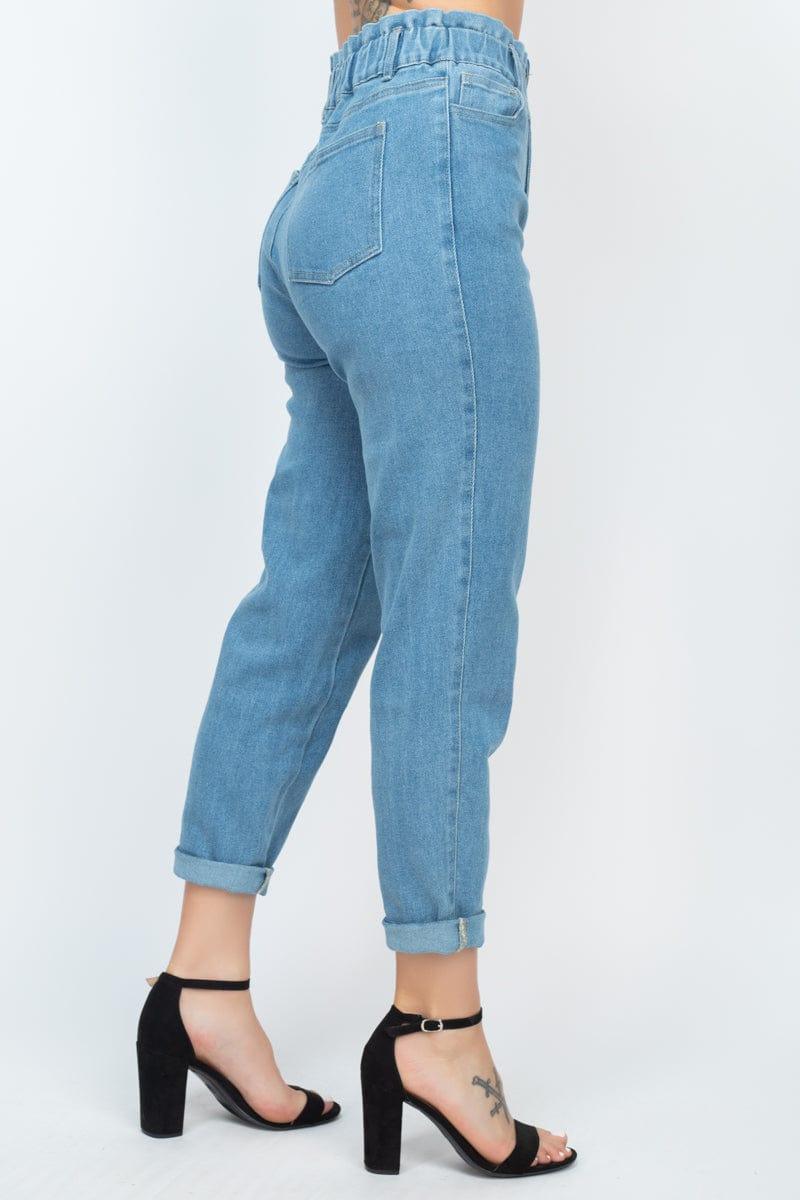 SAVLUXE Default Women's Double Button High-waisted Jeans