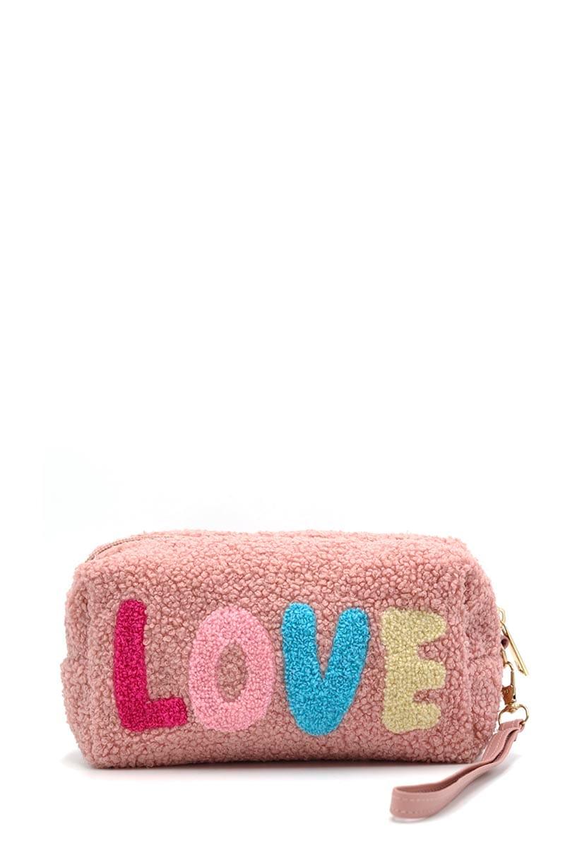 SAVLUXE Bags | Handbags Pink Women's Faux Fur Love Pouch