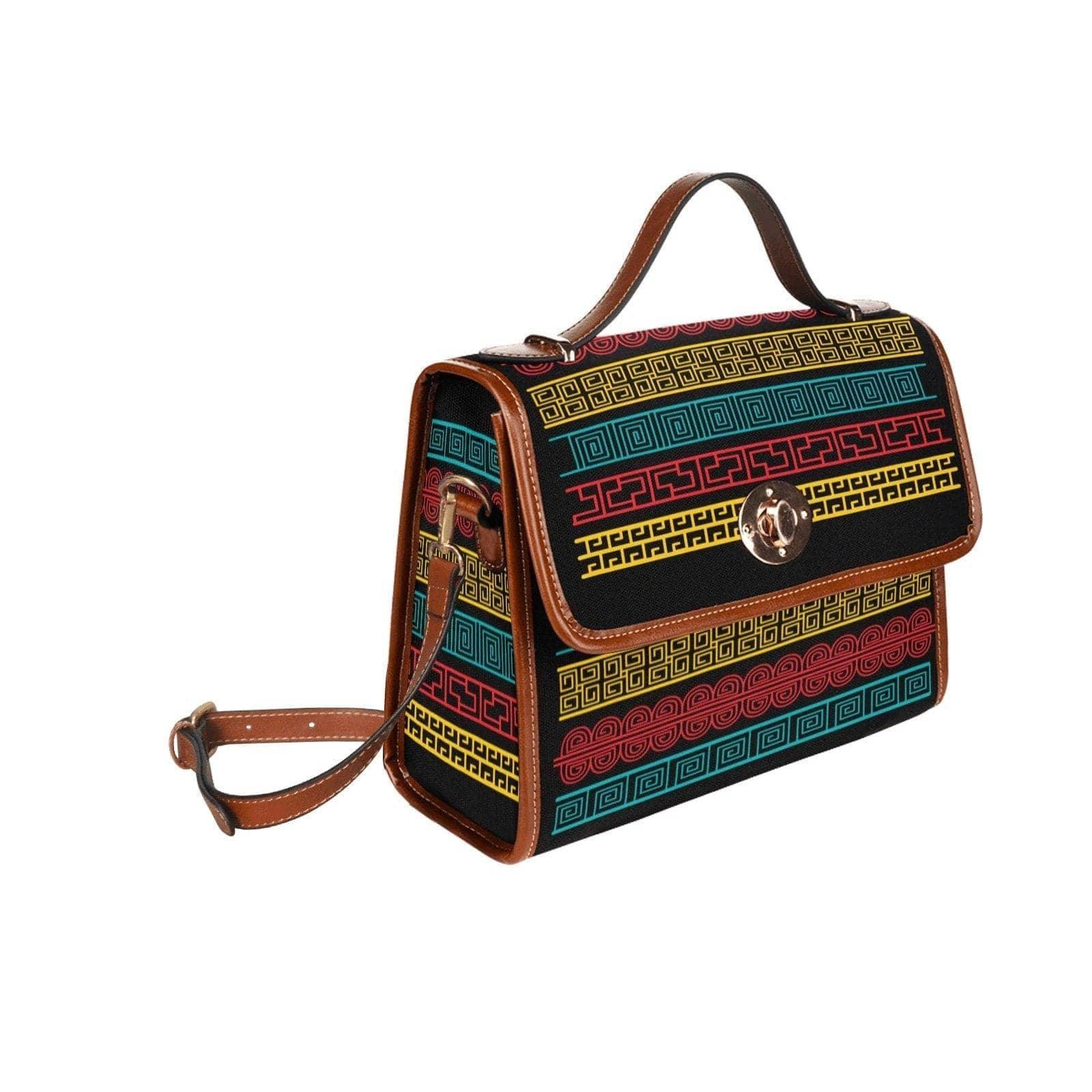 Uniquely You | iAA Bags | Handbags One Size Women's Handbag, Canvas Top Handle Shoulder Bag - Black / Geometric Design