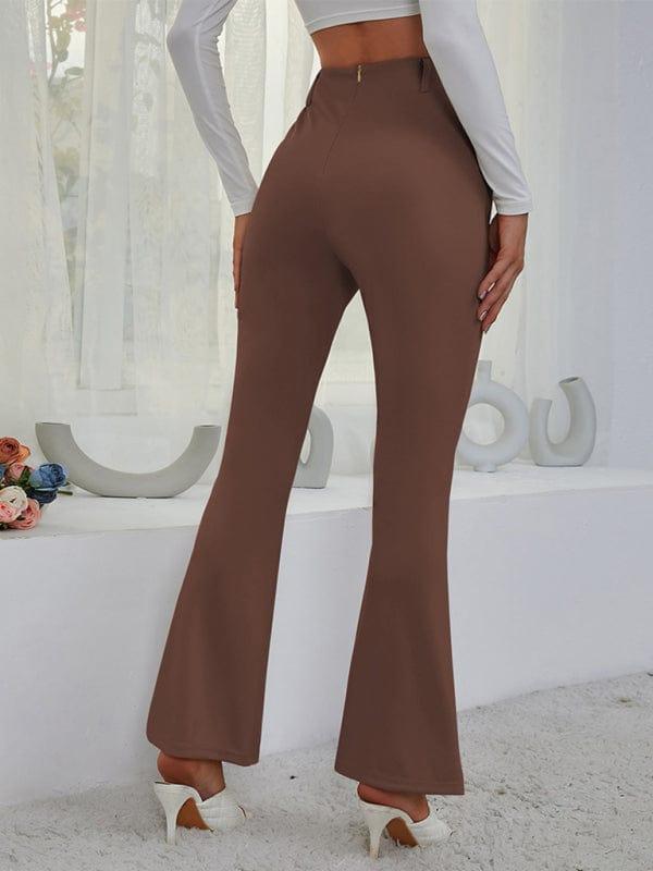 SAVLUXE BOTTOM Women's horn high waist high waist thin split wide -leg pants