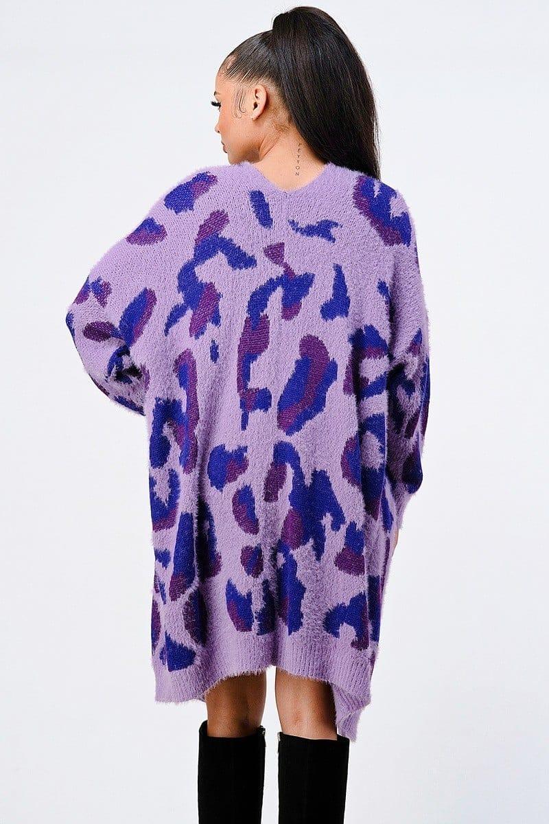 SAVLUXE Default Women's Leopard Sweater Oversized Cardigan