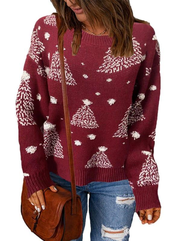 SAVLUXE SHIRTS & TOPS Women's pullover Christmas knitted long sleeve sweater