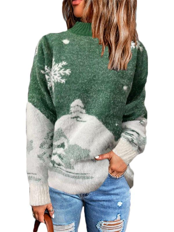 SAVLUXE shirt & tops Women's pullover Christmas knitted long sleeve sweater