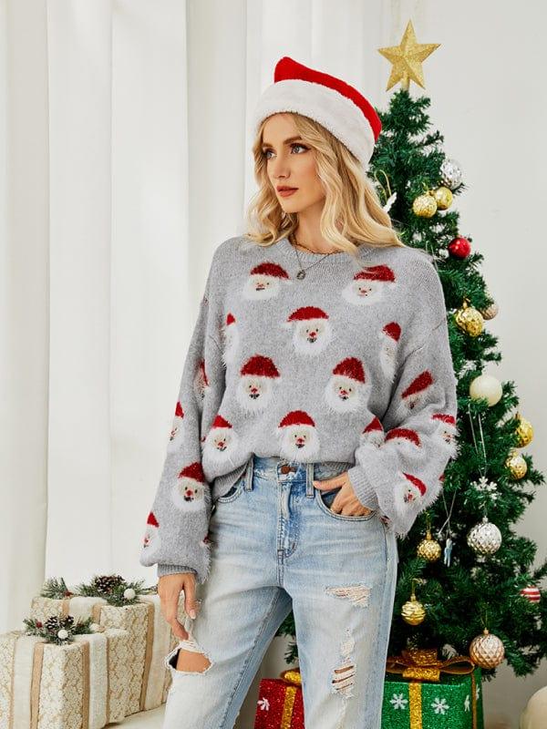 kakaclo Sweater Grey / S Women's pullover Christmas knitted long sleeve sweater