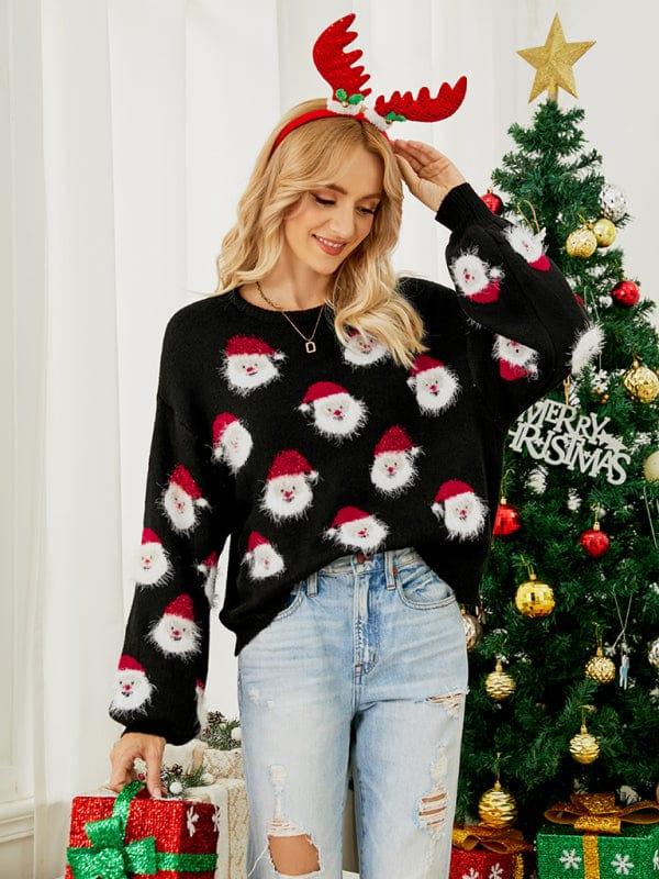 kakaclo Sweater Black / S Women's pullover Christmas knitted long sleeve sweater