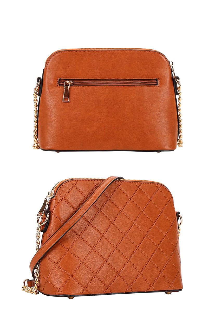 SAVLUXE Bags | Handbags Brown Women's Quilt Stitching Crossbody Bag With Wallet Set