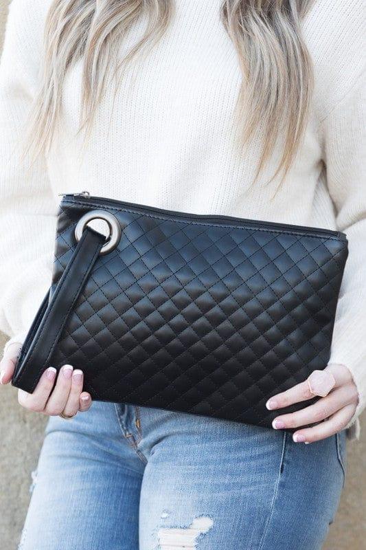 Aili's Corner Handbag & Wallet Accessories Black / OneSize Women's Quilted Wristlet Clutch