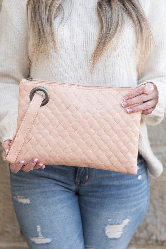 Aili's Corner Handbag & Wallet Accessories Blush / OneSize Women's Quilted Wristlet Clutch