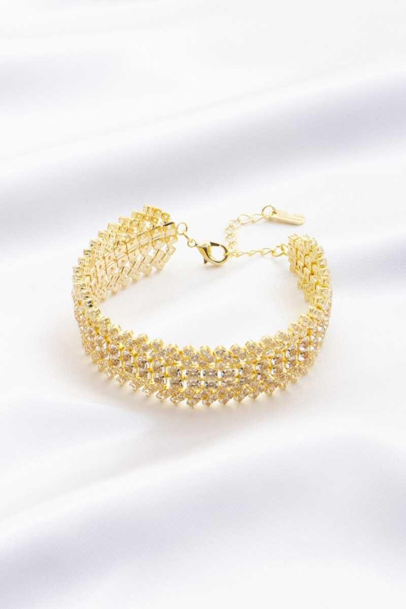SAVLUXE Default Gold Women's Rhinestone Bracelet