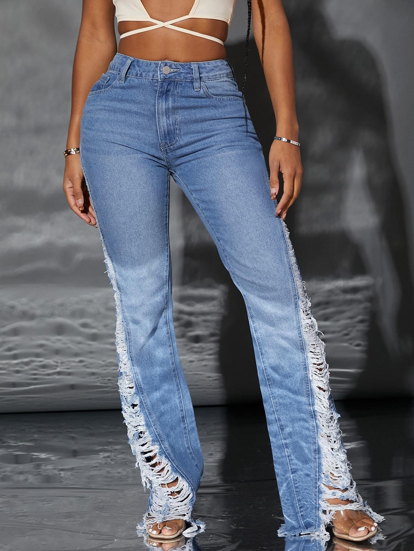 SAVLUXE Pants Xiomara Fashion Ripped Jeans Pants