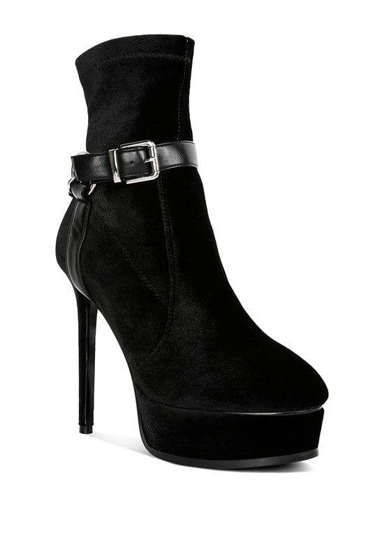 Rag Company Black / 5 ZEPPELIN High Platform Velvet Ankle Boots