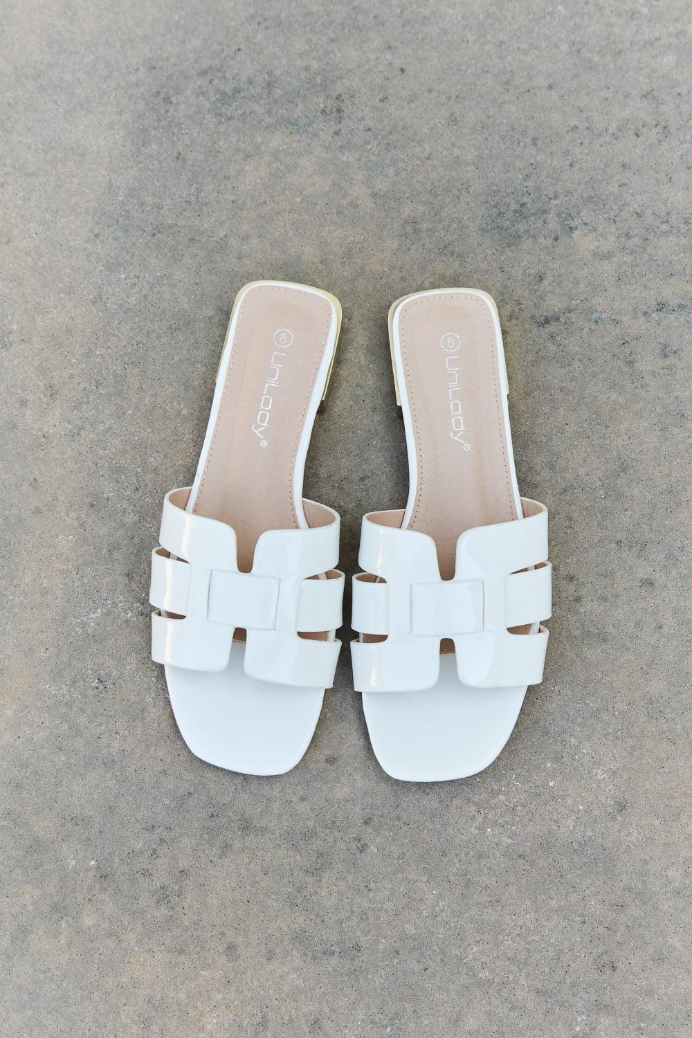 Walk It Out Slide Sandals in Icy White - SAVLUXE